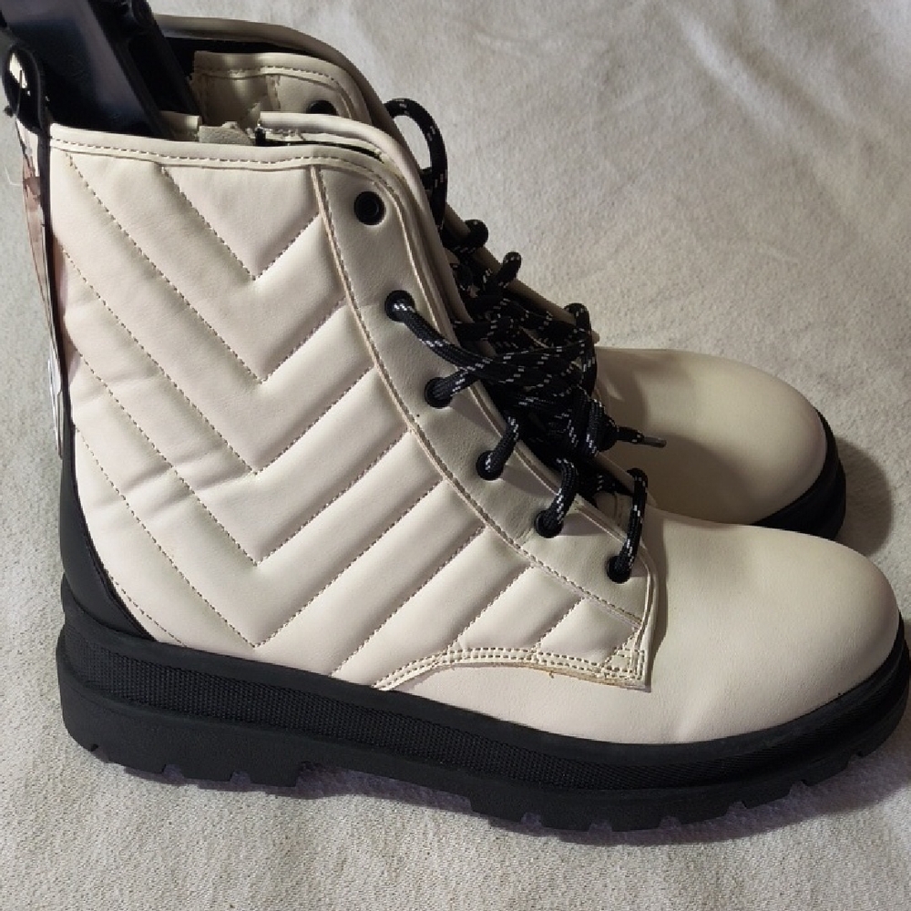 Wonder Nation Cream and Black Combat Boots